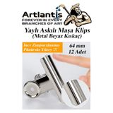 Yayli Askili Masa Klips 64 Mm 12 Adet Metal Beyaz Kiskac 140 Yaprak Kapasiteli Puruzsuz Mandal Kiskac