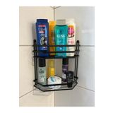 YAYLI DEKOR Iki Katlı Siyah Banyo Köşe Rafı