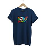 Yaz Love Summer Yazı Baskılı Deniz Sahil Kumsal Desenli %100 Pamuk Regular Fit Bisiklet Yaka T-Shirt - Lacivert