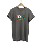 Yaz Love Summer Yazı Baskılı Deniz Sahil Kumsal Desenli %100 Pamuk Regular Fit Bisiklet Yaka T-Shirt - XL - Gri