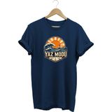 Yaz Modu Coastal Club Unisex Deniz Dalga Baskılı Yaz Temalı Regular Kalıp Bisiklet Yaka T-Shirt - Siyah - XL