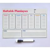 Yaz Sil Haftalık Magnet Planner –Kalem Hediyeli Esnek Buzdolabı Planlama Panosu 29x19cm