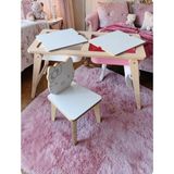 Yaz Sil Yüzeyli Kontraplak Hello Kitty Katlanır Çocuk Aktivite Tek Sandalyeli Masa Takımı