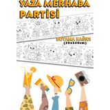 Yaza Merhaba Partisi Temalı Dev Boyama Kağıdı 2,5 Metre Rulo Boyama Kağıdı - Çocuk Eğitici Boyama