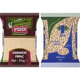 Yazar 2'li Kumanya Gıda Ziyafet Paketi 5 Kg. Osmancık Pirinç + 5 Kg. Koçbaşı Nohut