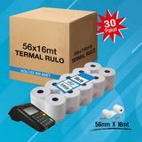 Yazar Kasa Pos Rulosu Termal 56MM x 16MT 300 Adet 30 Paket - Beyaz