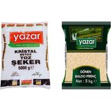 Yazar Kristal Toz Şeker 5 kg + Baldo Pirinç (Gönen) 5 kg - 10 kg