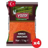 Yazar Yerli Kırmızı Mercimek 1 Kg x 4 Paket - 4 kg