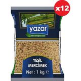 Yazar Yeşil Mercimek 1 Kg x 12 Paket