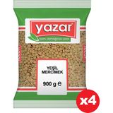 Yazar Yeşil Mercimek 900 gr x 4 'lü - 3,6 kg