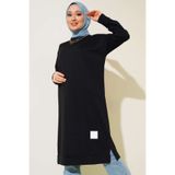 YAZGI MODA Arma Detaylı Uzun Tunik Siyah