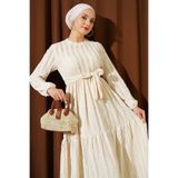 YAZGI MODA Şerit Fırfırlı Kuşaklı Elbise