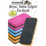 Yazı Tahta Silgisi Eva 6 Adet Beyaz Yazı Tahtası Silgisi Kaliteli Keçe Uçlu Eva Okul Sınıf Ofis Kuru Silgi - Çok Renkli - 11x5 cm - Standart