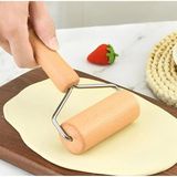 Yazıcı Ahşap Saplı Mini Merdane, Bambu Pizza Hamur Açma Rulosu, Paslanmaz Çelik, 9x16 cm, 4.5 cm Silindir Çap