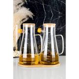 YAZICI Borosilikat 2 Li Bambu Yağlık 900 ml Yağdanlık Dahil 3'lü Set