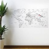 Yazılabilir Dünya Haritası Manyetik Duvar Stickerı 110X56 Cm, Eğlenceli ve Öğretici Dekor - Ahşap - Seçenek 1