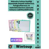 #Yazıtahtası Kaliteli Pratik Kare Renkli Çerçeve Çift Taraflı Manyetik Beyaz Yazı Tahtası 29 X 29 Cm