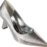 YAZKIŞ Kadın Platin Gümüş Parlak Petek Kumaş 7cm Kadeh Topuk Sivri Burun Stiletto Ayakkabı