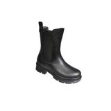 YAZKIŞ Kadın Siyah Ten Cilt Cift Lastikli 17cm Bilek Boyu 5cm Kalın Düz Taban Bot Siyah 40