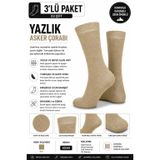 Yazlık Asker Çorabı, Nefes Alabilen Hafif ve İnce Uzun Çorap (3, KUM, 40-44)