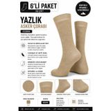 Yazlık Asker Çorabı, Nefes Alabilen Hafif ve İnce Uzun Çorap (6, KUM, 40-44)