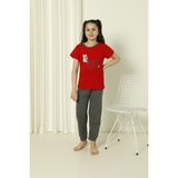 Yazlık Çocuk Pijama Takım - Kırmızı - 8 Yaş