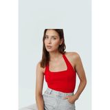 Yazlık Crop Bluz Halter Yaka Scuba Krep Kumaş Fitted Kalıp Trend Tasarım Özenle Seçilmiş