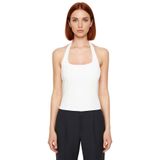 Yazlık Crop Bluz Halter Yaka Scuba Krep Kumaş Fitted Kalıp Trend Tasarım Özenle Seçilmiş_Beyaz-M