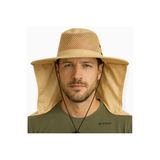 Yazlık Güneş Şapkası UV Korumalı Fileli Safari Outdoor Balıkçı Şapkası Ense Korumalı Unisex–Koyu Bej