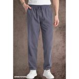 Yazlık Keten Pantolon Ham Bez Eşofman Beli Lastikli Unisex Rahat Kalıp Hambez Büyük Beden Alt Eşofman %100 Pamuk - Antrasit - 5XL