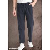 Yazlık Keten Pantolon Ham Bez Eşofman Beli Lastikli Unisex Rahat Kalıp Hambez Büyük Beden Alt Eşofman %100 Pamuk - Lacivert - 2XL