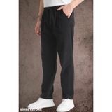 Yazlık Keten Pantolon Ham Bez Eşofman Beli Lastikli Unisex Rahat Kalıp Hambez Büyük Beden Alt Eşofman %100 Pamuk - Siyah - 2XL