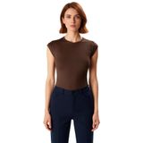 Yazlık Kolsuz Fitted Bluz%98 Viskoz%2 Elastan Nefes Alan Kumaş Günlük Kullanım İçin_Kahverengi-XL
