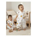 Yazlık Müslin Uyku Tulumu, 0.5 Tog Tek Katlı Çocuk Uyku Tulumu,gökkuşağı Desenli Bebek Unisex Tulum Harfli 6-12 Ay