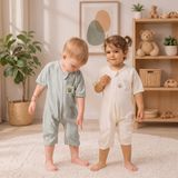Yazlık Uyku Tulumu Seti 0,2 Tog 2'li %100 Doğal Pamuk - Bej - Yeşil - 0 - 1 Yaş