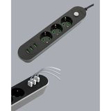 Yazline Global 3 USB Çıkışlı Hızlı Şarjlı Anahtarlı Üçlü Priz - Renkli
