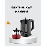 Yazline Global Çaycı Cam Demlikli 1800W Güçlü ve Sıcak Tutmalı Elektrikli Çay Makinesi - Renkli