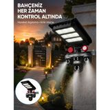 Yazline Global Güneş Enerjili 3 Lens Akıllı Güvenlik Kamerası LED Projektörlü Dış Mekan Koruma Sistemi - Renkli