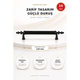 YB Home 10 Adet 128 mm (SERT PLASTİK) Mat Siyah Klasik Mobilya Dolap Kulpu | Mutfak, Banyo, Gardırop, Çekmece ve Komodin İçin Dekoratif Ergonomik Çizgili Kulp