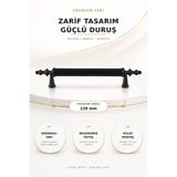 YB Home 128 mm (SERT PLASTİK) Mat Siyah Klasik Mobilya Dolap Kulpu | Mutfak, Banyo, Gardırop, Çekmece ve Komodin İçin Dekoratif Ergonomik Çizgili Kulp