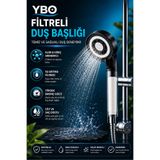 YBO 5 Fonksiyonlu Filtreli Duş Başlığı Turbo Jet Yüksek Basınçlı Su Arıtmalı Kireç Klor Azaltıcı Pas, Tortu, Kir Engelleyici Tasarruflu Banyo Duş Başlığı