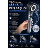 YBO Filtreli 3 Fonksiyonlu Masajlı Duş Başlığı | Su Arıtmalı, Start Stop Tuşlu, Kireç Önleyici, Klor Azaltıcı, Pas ve Tortu Arındırıcı, Yüksek Basınçlı Su Tasarruflu Filtreli Duş Başlığı