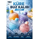 YBO Küre Buz Kalıbı Silikon Yuvarlak Buz Topu Kalıbı Büyük Koktey Buz Küresi Kalıbı Tekli Buz Kalıbı