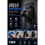 YBO Siyah Yapışkanlı Duş Başlığı Tutucu Delmeden Montaj Ayarlanabilir Duş Seti Askısı Güçlü Yapışkanlı Mafsal Banyo Duş Başlığı Aparatı