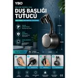 YBO Yeni Nesil Ayarlanabilir Lüks Su Geçirmez Duş Başlığı Tutucu Askısı Vakumlu Yapışkanlı Delmeden Montaj Güçlü Vantuzlu Duş Askısı Siyah Ürün Açıklaması