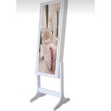 Yc Dekor Beyaz Demonte Ayaklı Aynalı Takı Dolabı Ahşap Modern Tasarım 166 cm