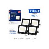 YCL 4’lü Set 50W SMD LED Projektör 6500K Beyaz Işık IP65 Suya Toza Dayanıklı