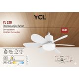Ycl YL-520 Uzaktan Kumandalı Pervane Ampul Akıllı LED Armatür (Dim Edilebilir) - Beyaz - Sarı - Günışığı