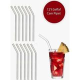 YCN 12'li Şeffaf Cam Pipet Eğimli Büyük 20 cm - 12 Adet