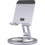 YCNEW Masa için 360 Dönen Telefon Standı, Çift Ayarlanabilir Katlanabilir Alüminyum Masaüstü Telefon Tutacağı, iPhone 16 15 14 13 12 11 Serisi, iPad-Mini, 4-8 inç Tüm Telefonlarla Uyumlu (Gri)